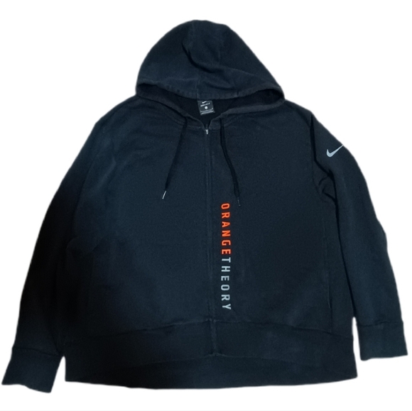 Nike Tops - Nike Black Zip-Up Hoodie with Orange Theory Lettering